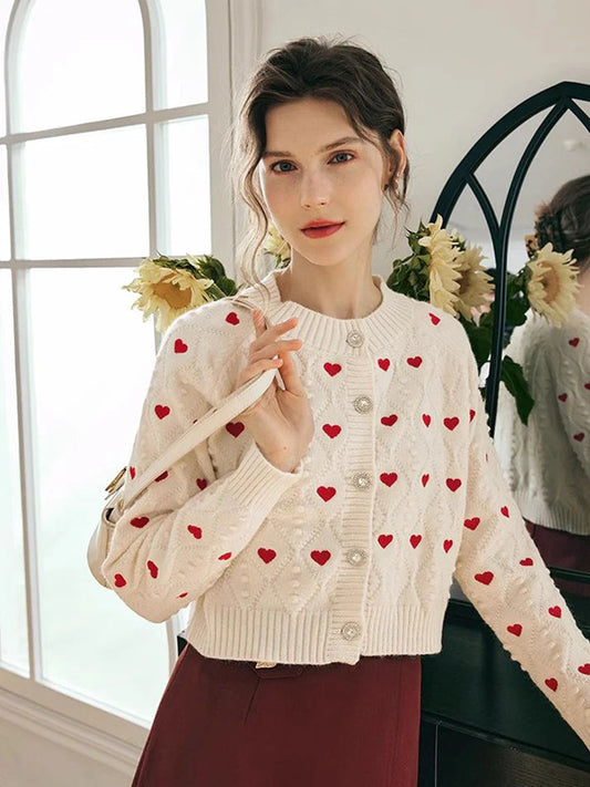 Cárdigan Mujer Corazón Bordado Romántico - Vestiria
