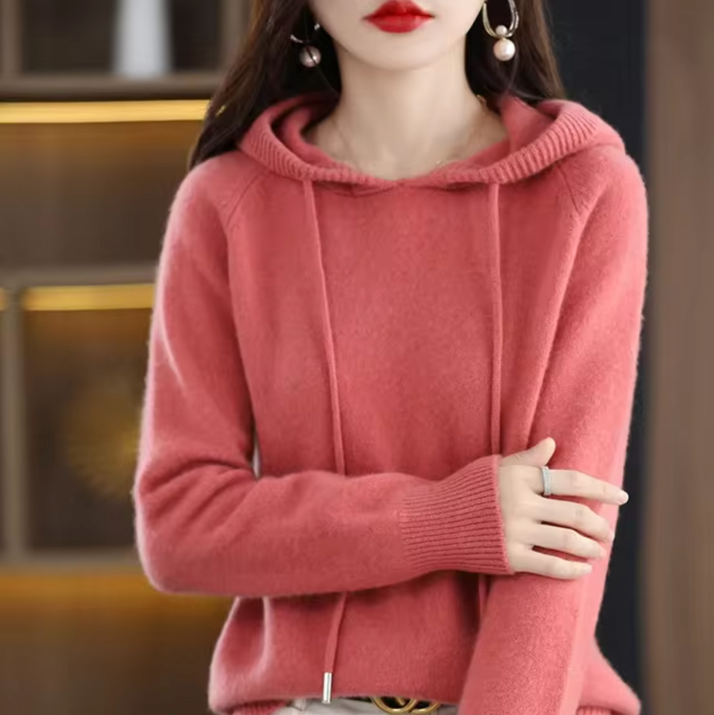 Sudadera Capucha Cálida de Punto