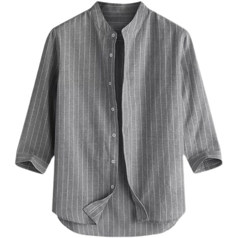 Camisa Lino Clásica Estampado Rayas
