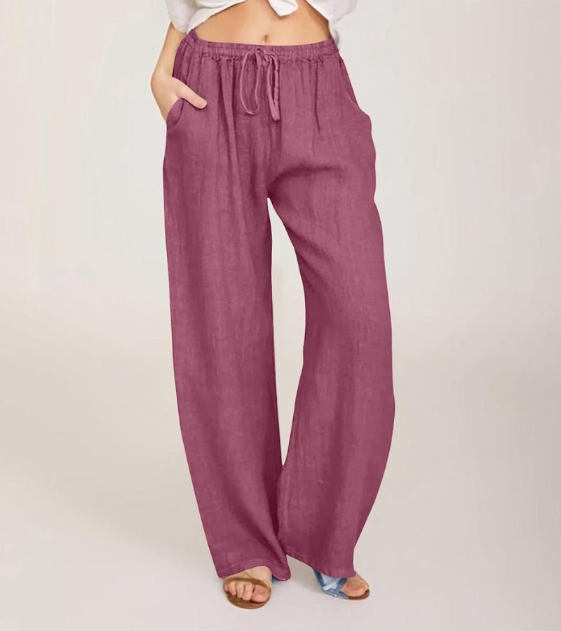 Pantalones Mujer Cintura Alta y Rectos Ligeros