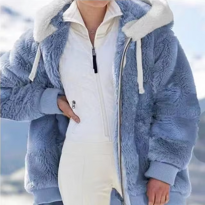 Chaqueta polar suave con capucha y forro de cachemir