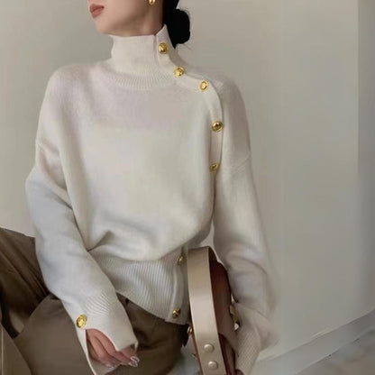 Jersey Cuello Alto Asimétrico Moda Mujer