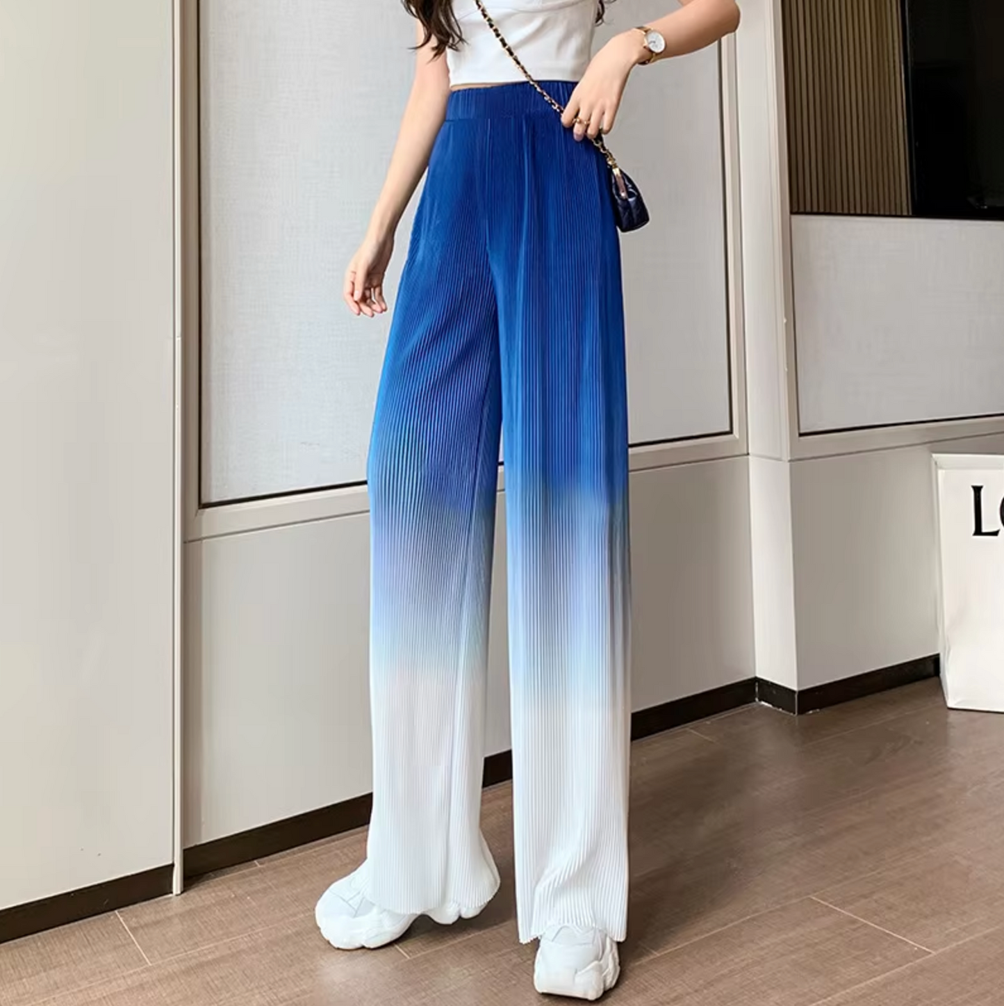 Pantalón Amplio Estampado Degradado Elegante