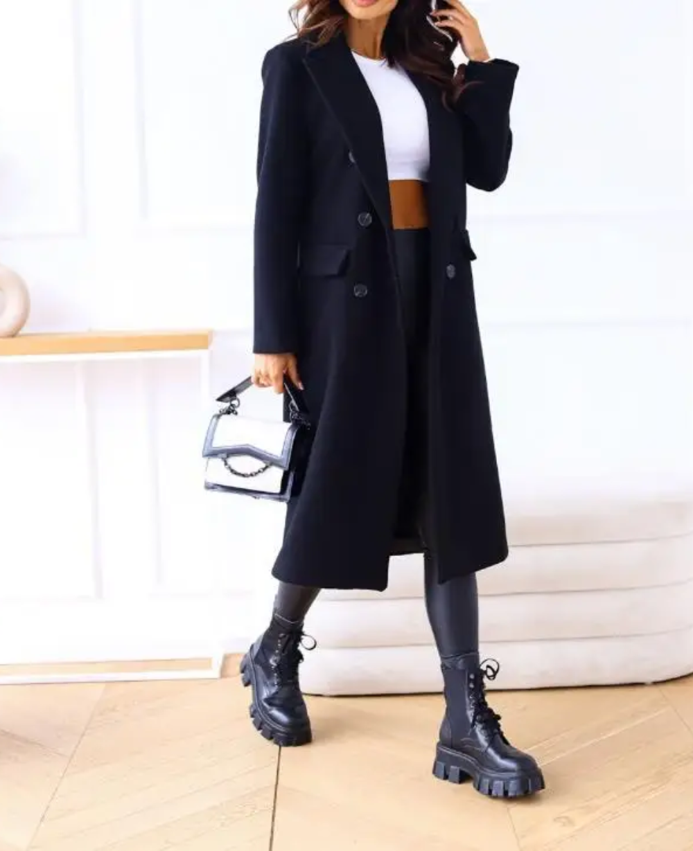 Abrigo Mujer Largo Elegante Corte Ajustado