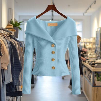 Jersey Mujer Canalé Elegante Botones
