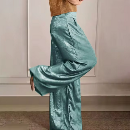 Pantalón Ancho Brillante Femenino