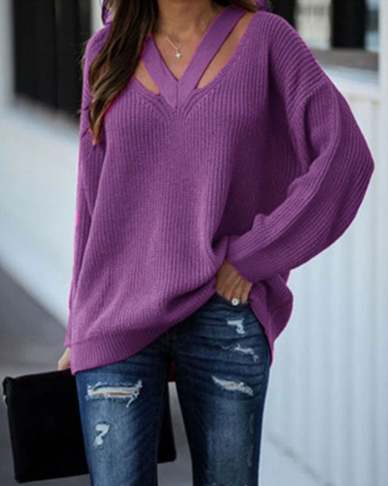 Sudadera Punto Grande Cuello Pico