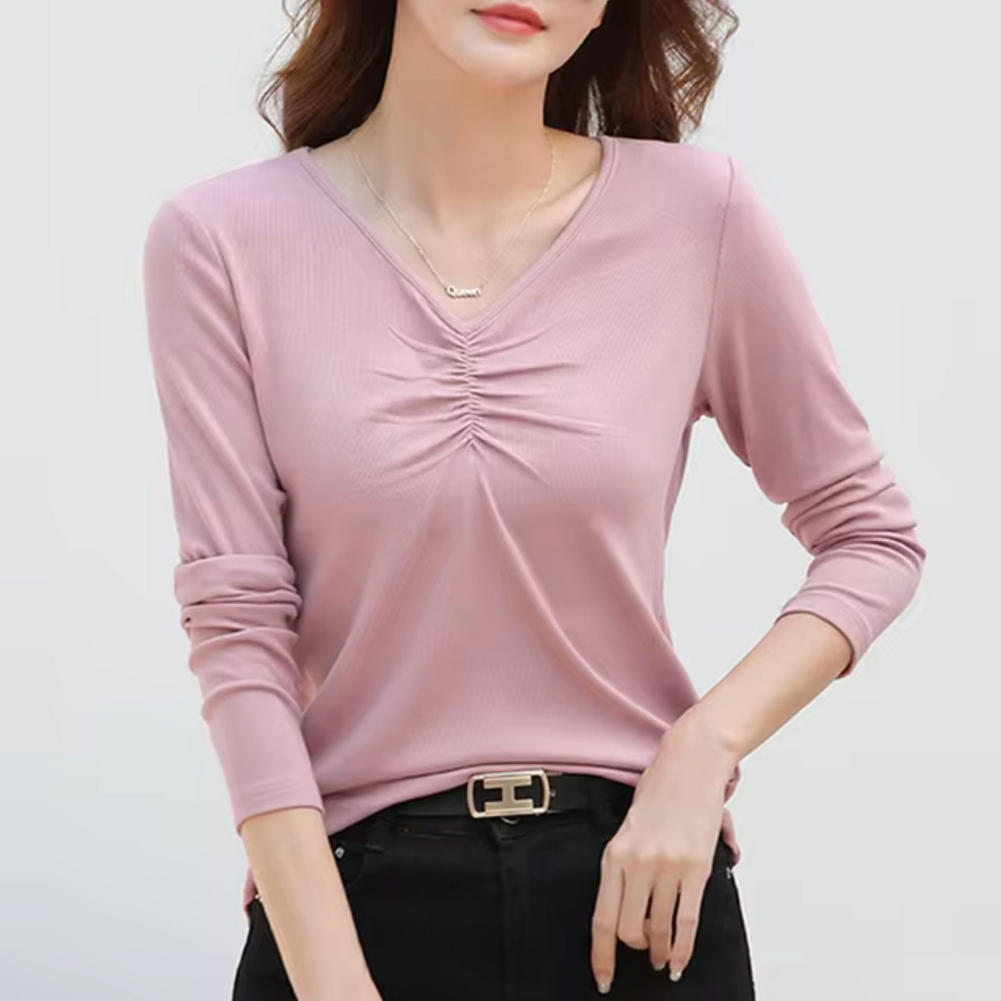 Jersey de punto cuello pico manga larga