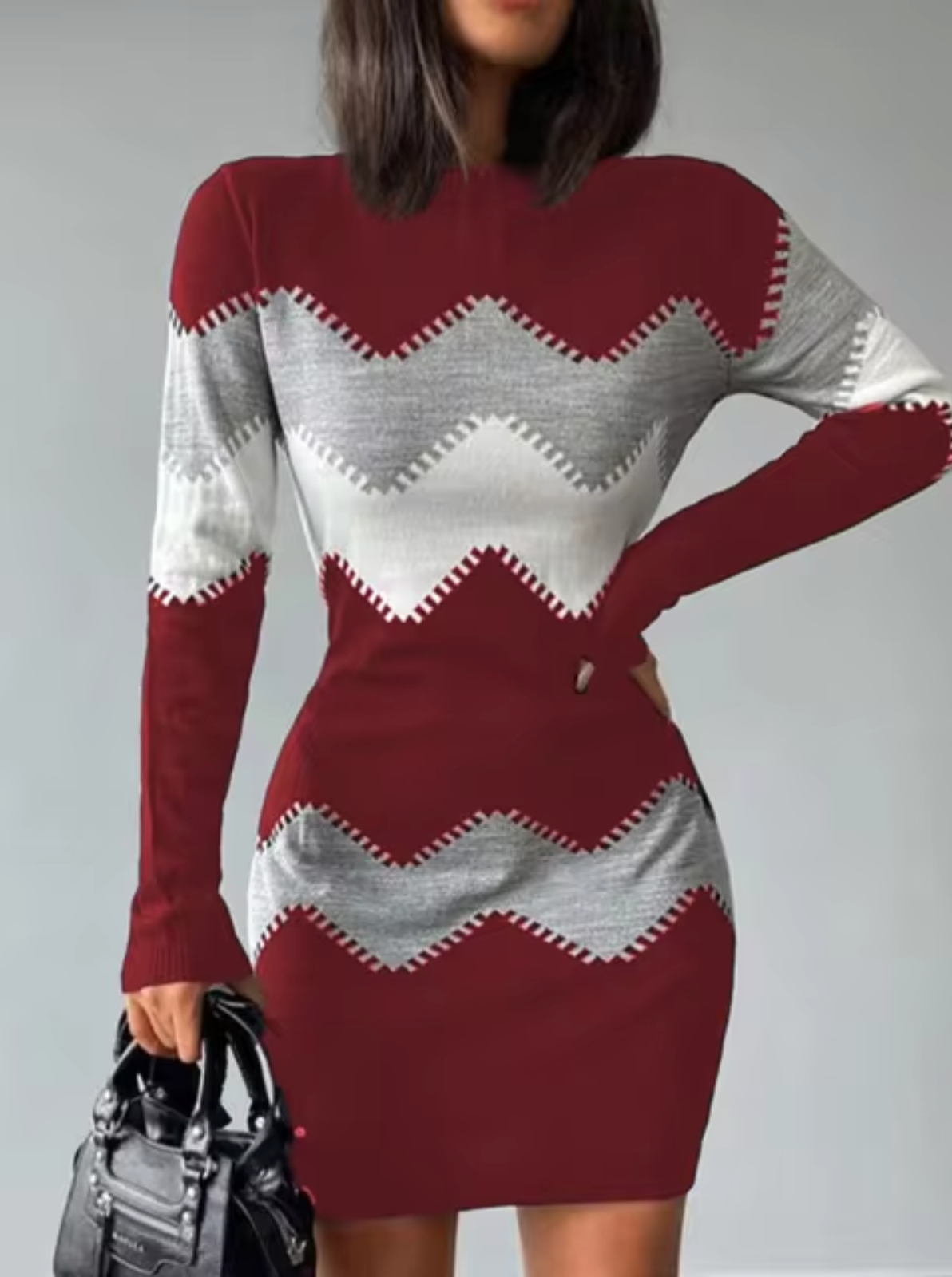 Vestido de punto cálido con mangas largas mujer