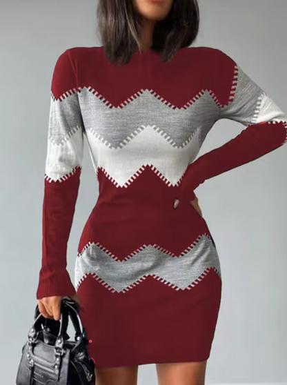 Vestido de punto cálido con mangas largas mujer
