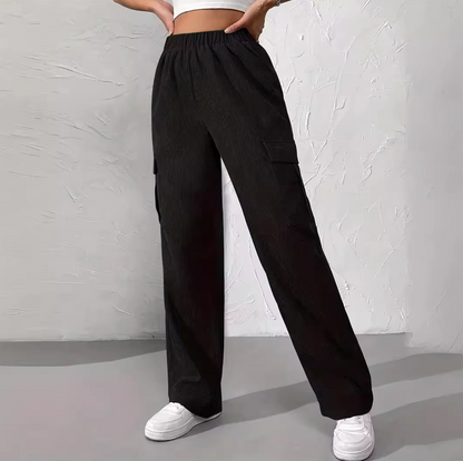 Pantalón vaquero cargo ancho mujer