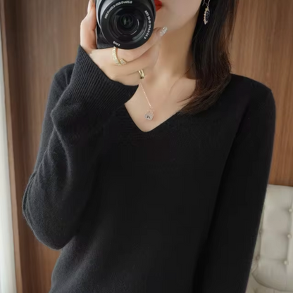 Sudadera de punto cuello en V cómoda