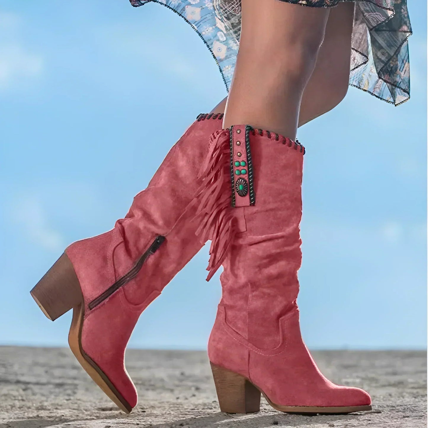 Botas Mujer Ante Flecos Vaqueras Estilo Country