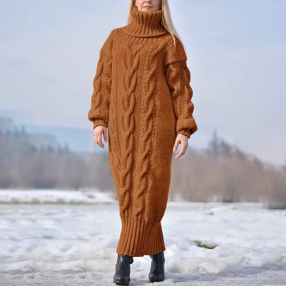 Vestido Largo Cuello Alto Mujer Invierno