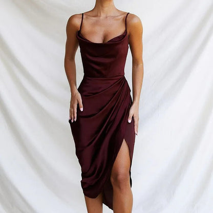 Vestido Satén Florero con Volantes y Tirantes Delicados