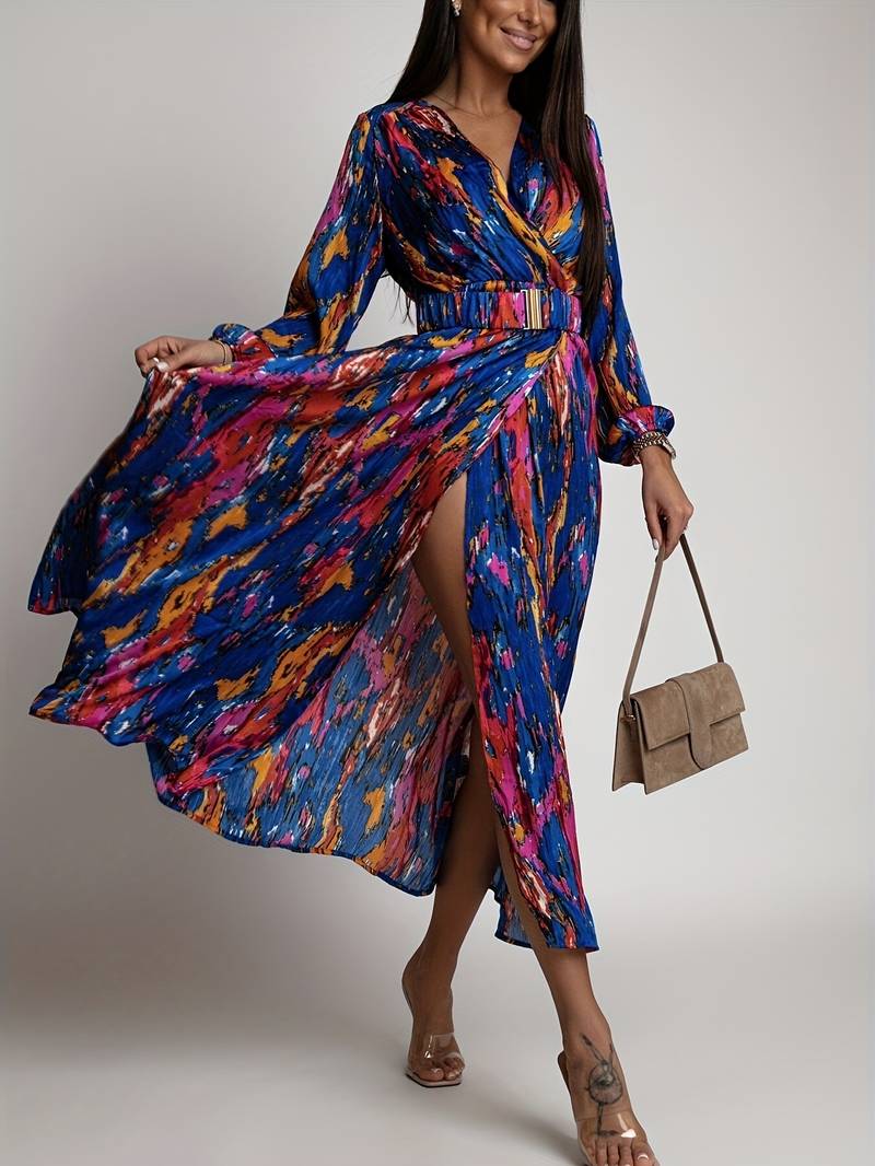Vestido Mujer Estampado Escote Envuelto - Vestiria