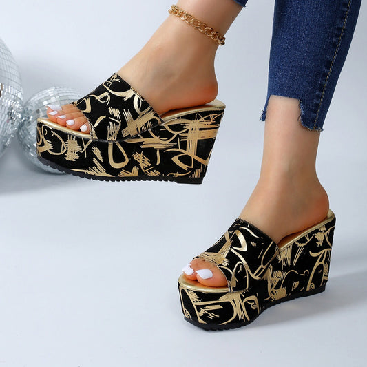 Sandalias Mujer Cuña Estampado Floral - Vestiria