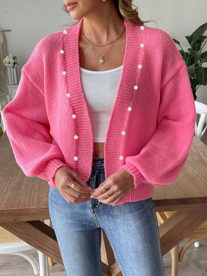 Cárdigan Mujer Elegante con Perlas Abierto - Vestiria