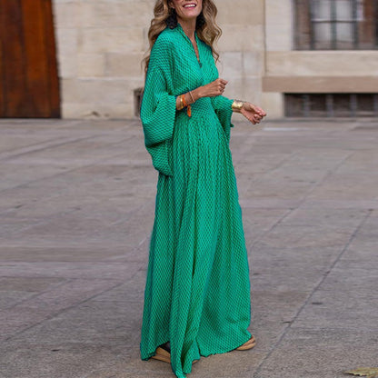Vestido Cómodo con Cuello en V y Falda Amplia