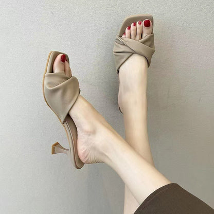 Sandalias Mujer Tacón Alto Cuero Estilo