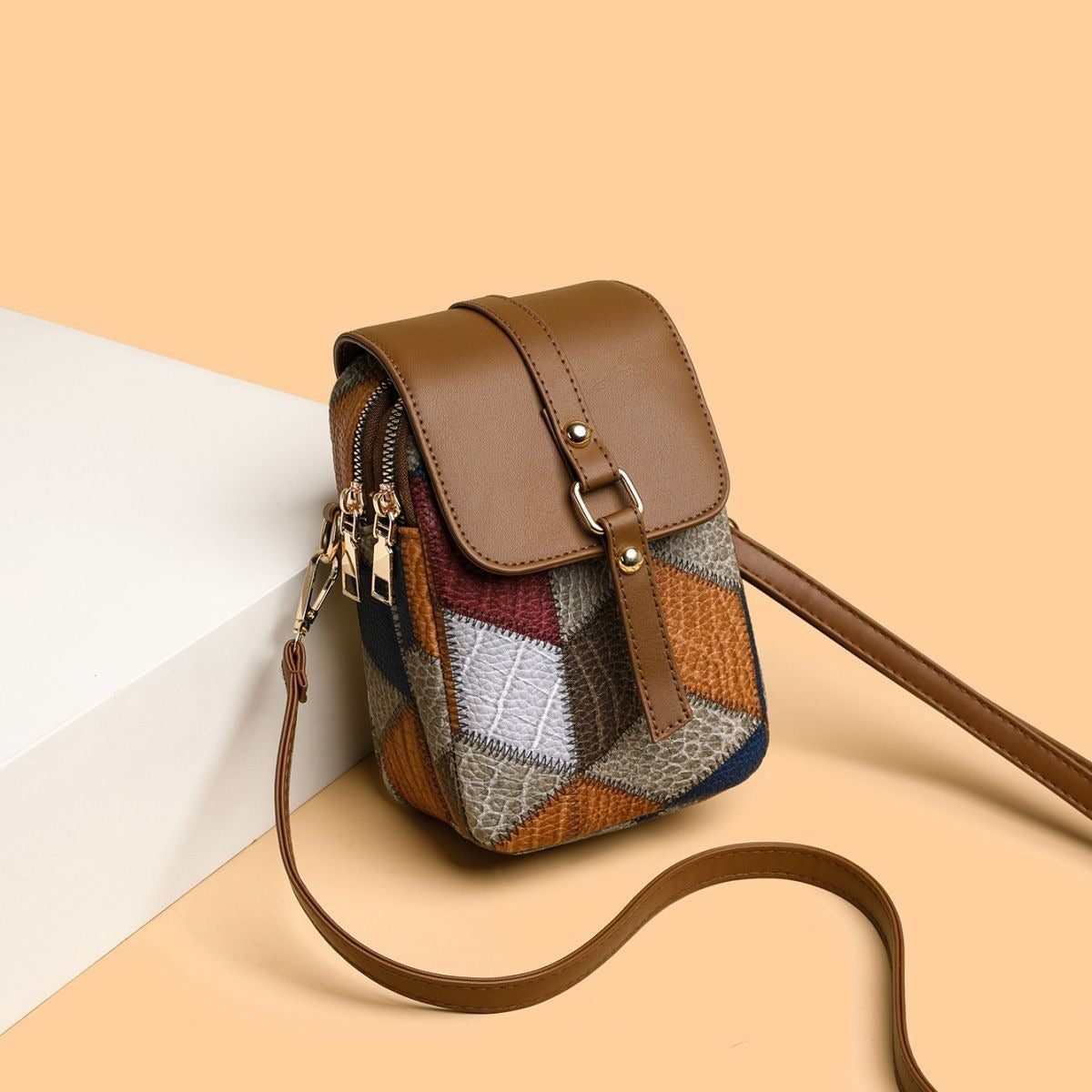 Bolso bandolera mujer cuero sintético compacto - Vestiria