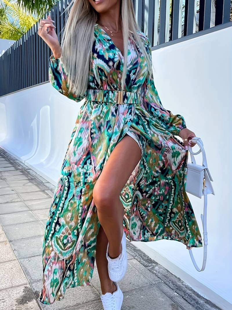 Vestido Mujer Estampado Escote Envuelto