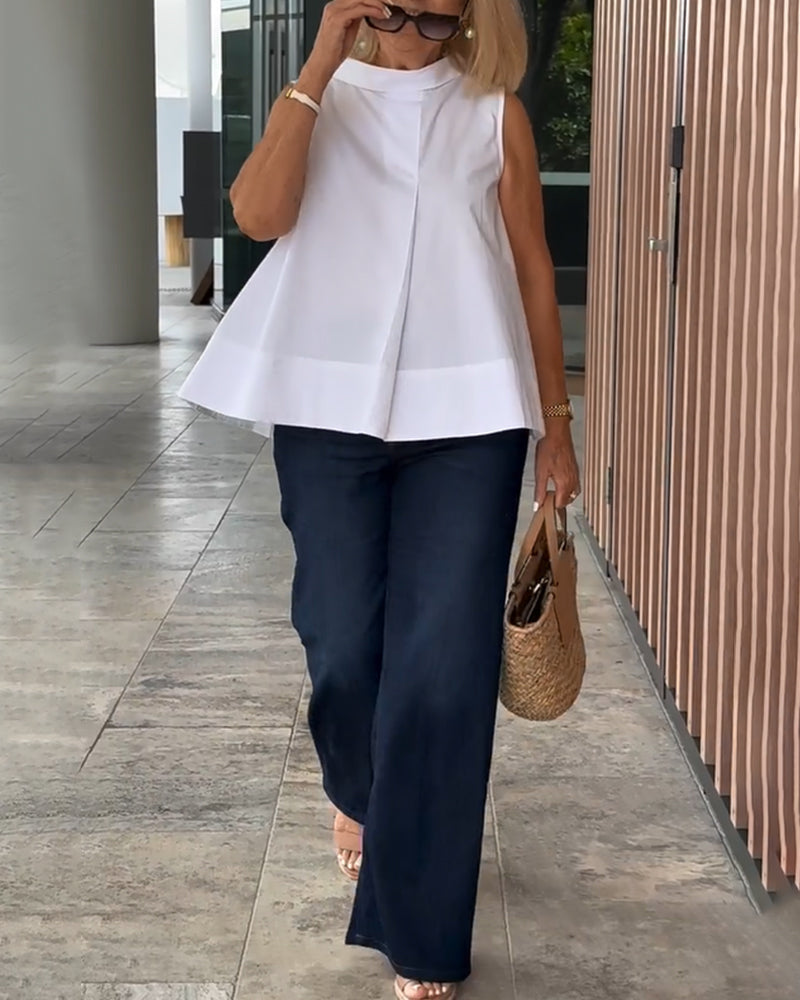Top cuello alto sin mangas elegante mujer - Vestiria