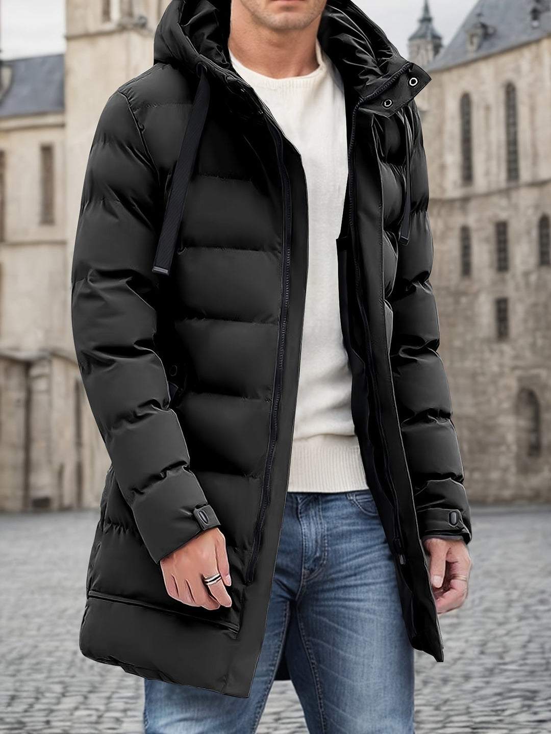 Chaqueta Acolchada Larga Impermeable Hombre - Vestiria