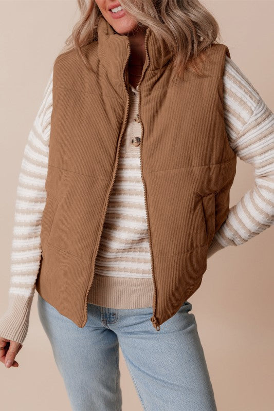 Chaleco acolchado cuello alto mujer abrigo - Vestiria