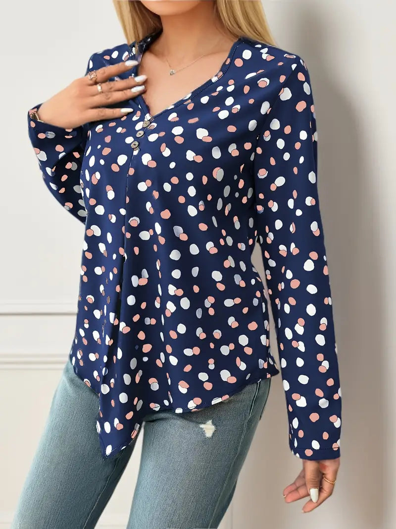 Blusa de Lunares Florales Manga Larga