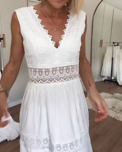 Vestido de Encaje Elegante con Tirantes y Escote en V