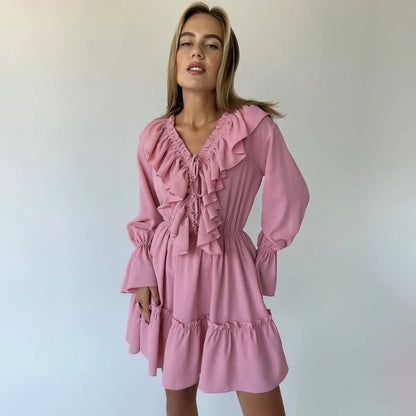 Vestido de Mujer Plisado con Volantes Elegante