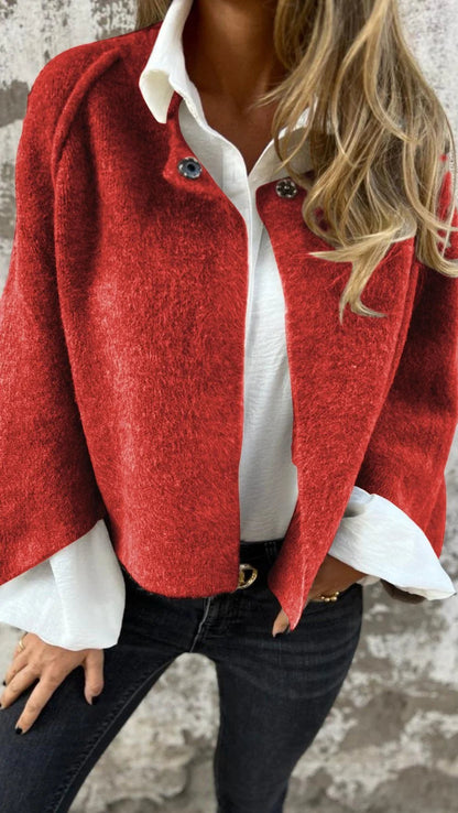 Chaquetón Mujer Lana Cuello Redondo