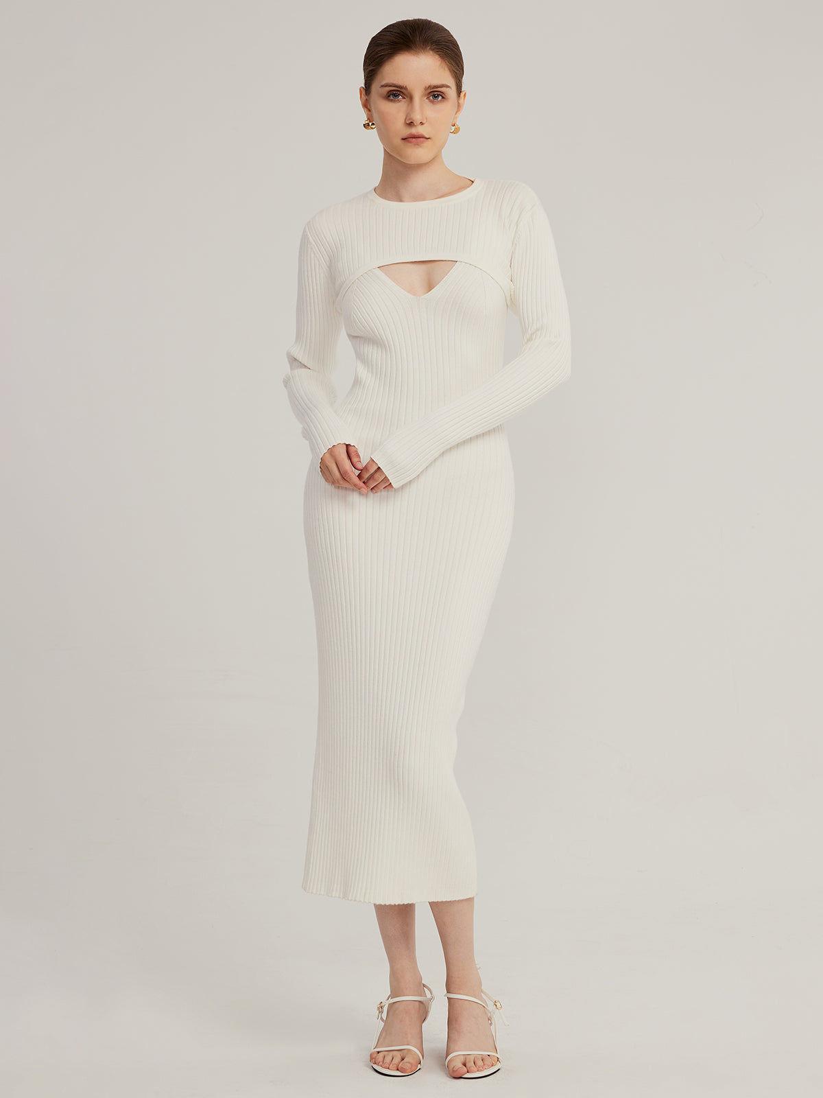 Vestido de punto cuello alto elegante - Vestiria