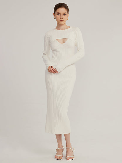 Vestido de punto cuello alto elegante - Vestiria