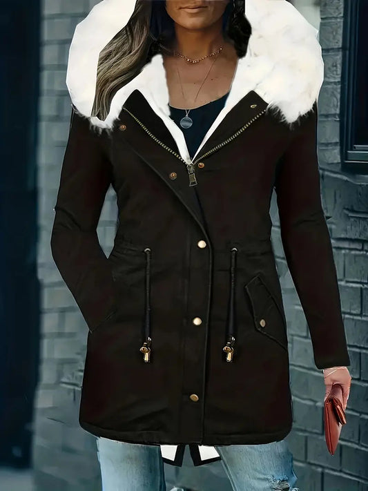Chaquetón Mujer Cuero Imitación Capucha - Vestiria