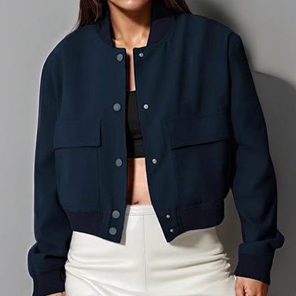 Chaquetilla Mujer Cuello Alto Bolsillos Grandes