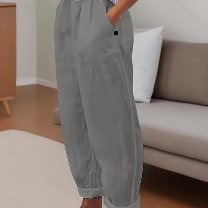 Pantalones Lino Mujer Corte Amplio Comodo