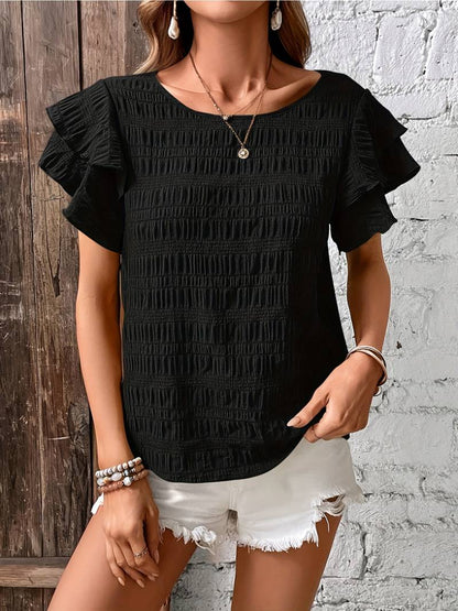 Blusa Floral Capas Volantes Femenina