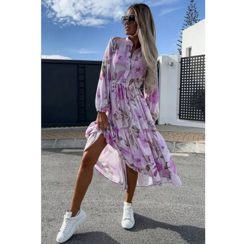 Vestido Mujer Estampado Manga Larga