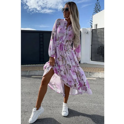 Vestido Mujer Estampado Manga Larga