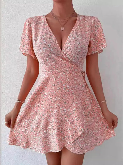 Vestido Floral Verano Corto Escote V