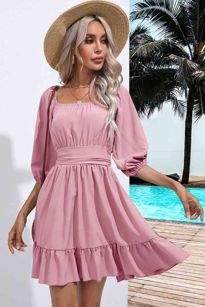 Vestido Boho con Volantes y Espalda Descubierta - Vestiria