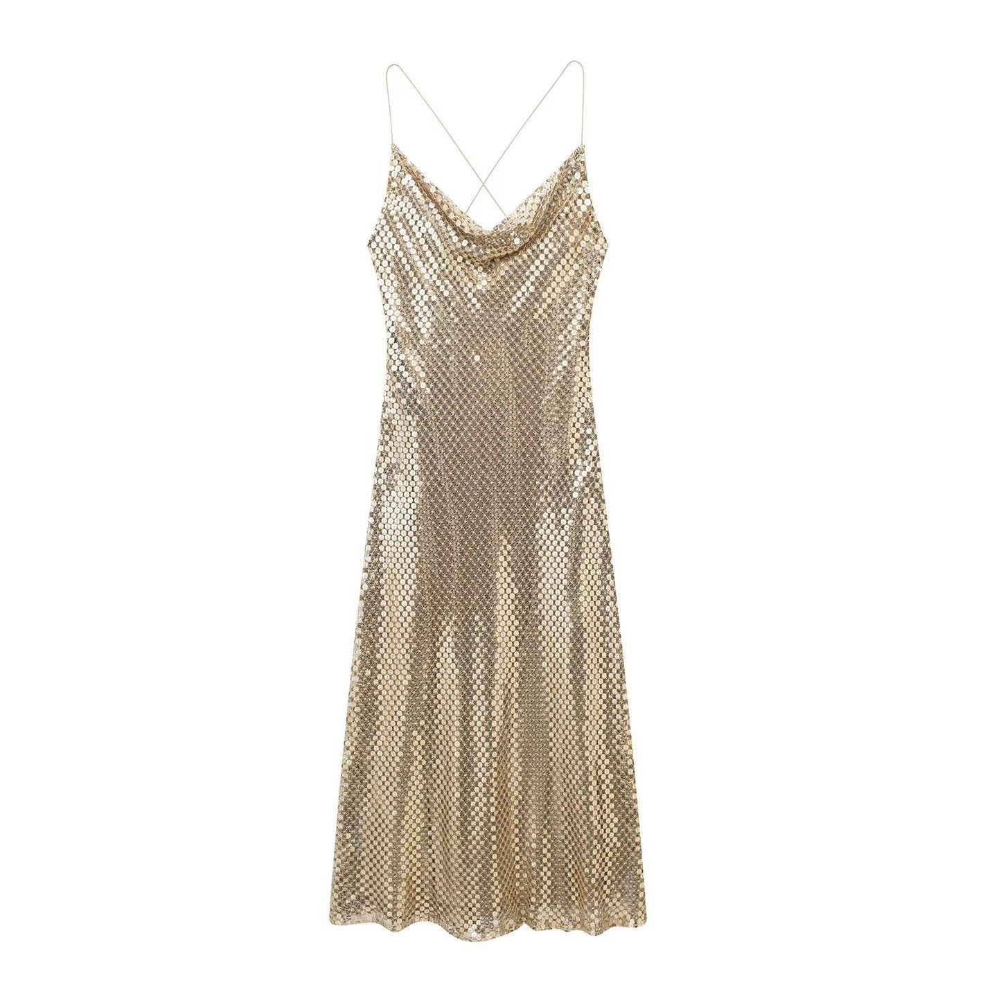 Vestido de noche brillo elegante mujer