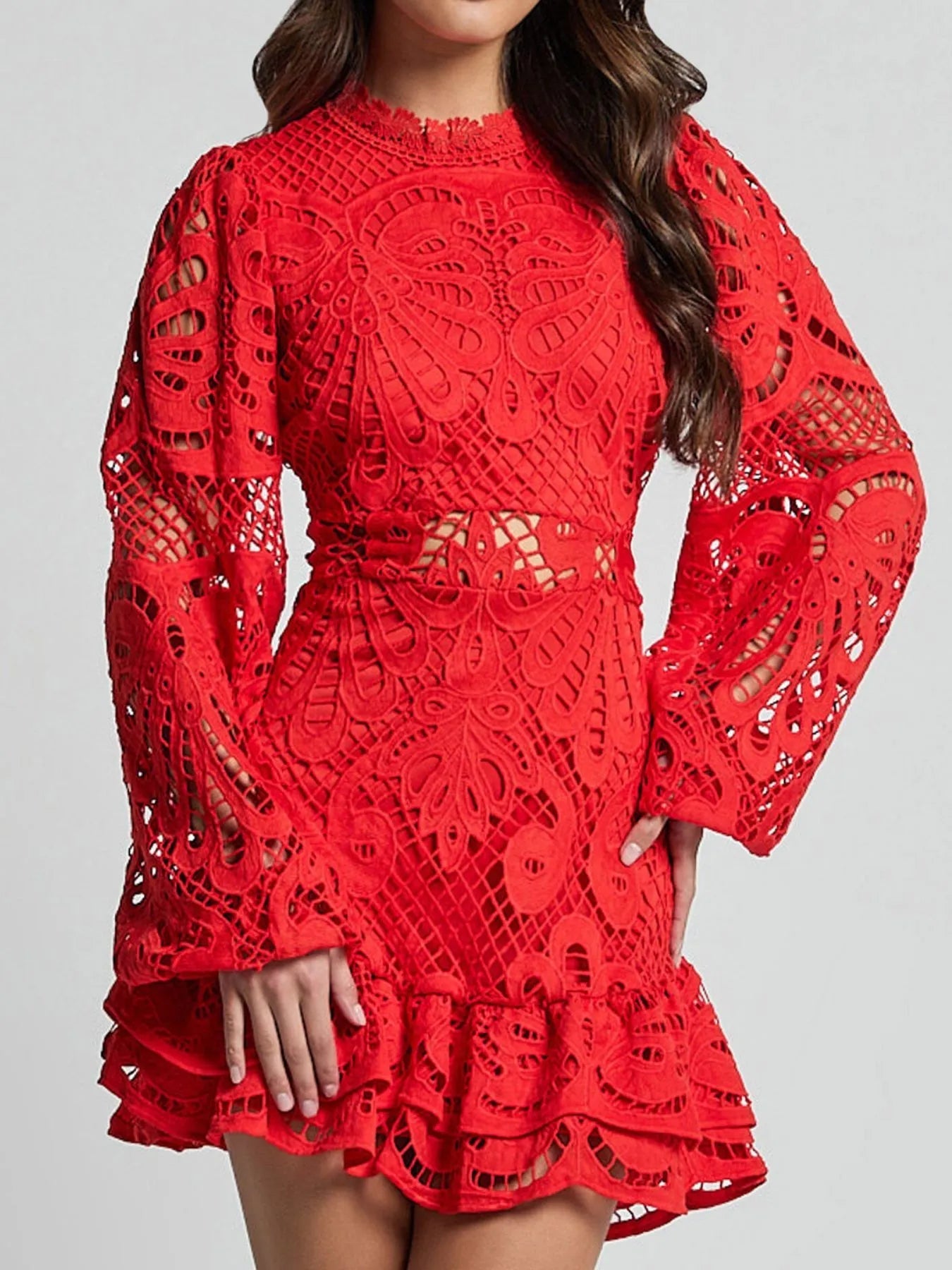 Vestido de Encaje Largo Elegante Mujer - Vestiria