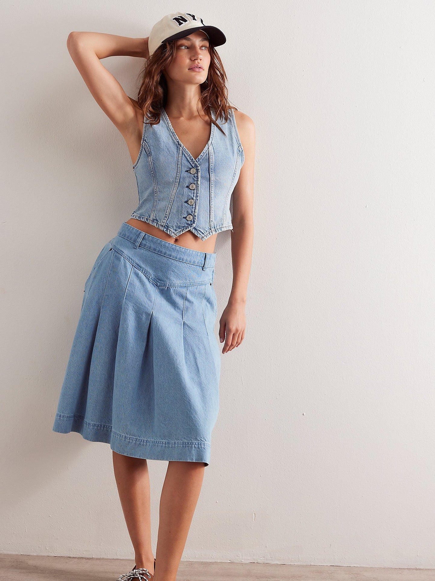 Chaleco Mujer Denim Azul Clásico Estilo Retro