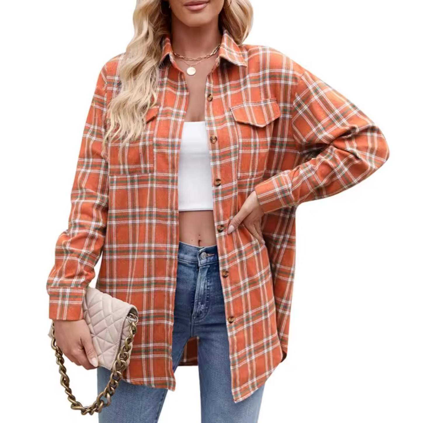 Camisa Cuadriculada Manga Larga Casual