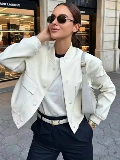 Chaqueta bomber mujer casual con bolsillos delanteros