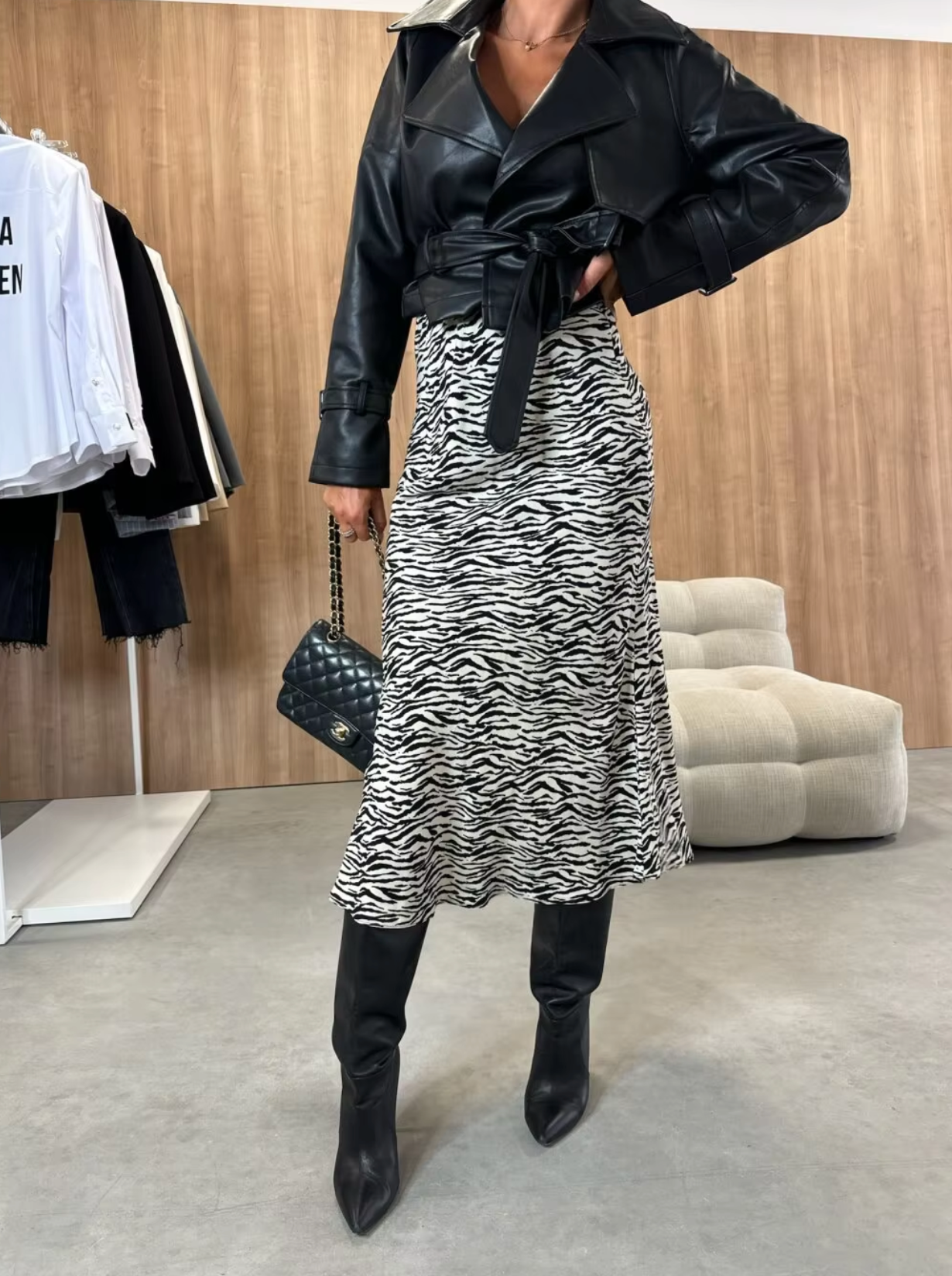 Falda Estampada Cintura Alta Mujer