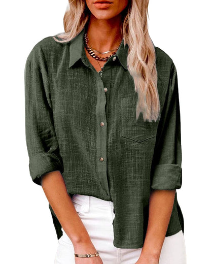 Blusa Elegante Manga Larga Botones